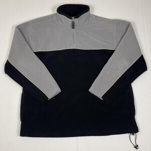 Black and grey 1/4 quarter zip fleece Y2k vintage jacket